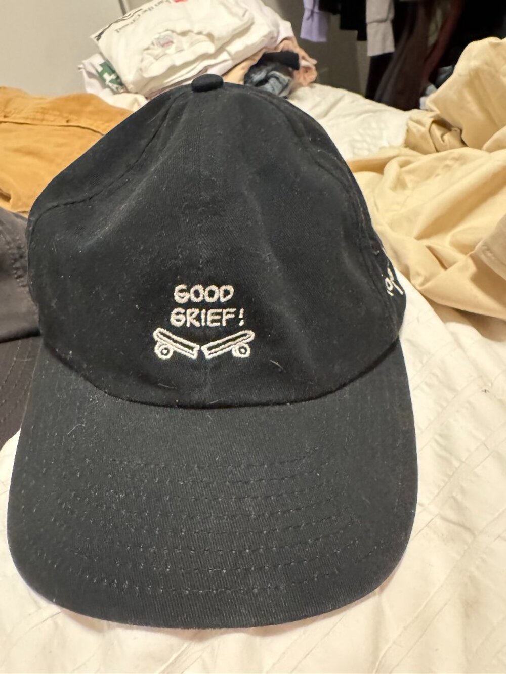 Vans Peanuts Good Grief Black Embroidered Baseball Cap